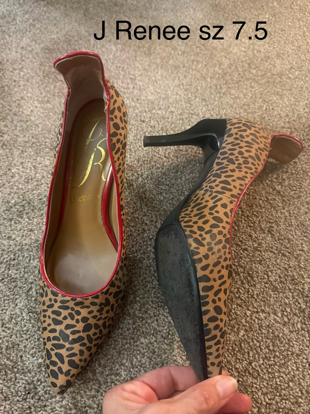 J. Renee Leopard Print Pointed Toe Pumps - Brown/Black Sz 7.5